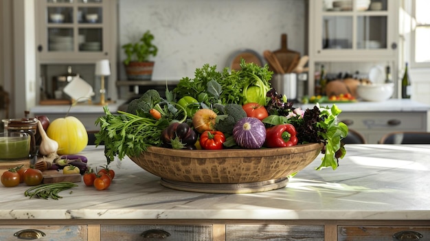 Składniki na stole: zioła i warzywa